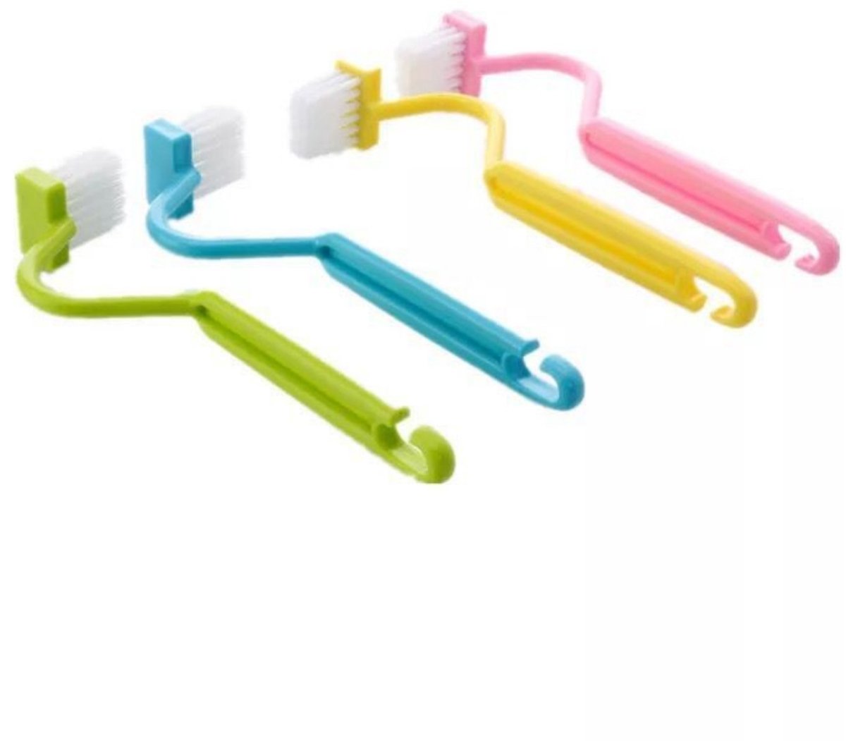 EXCITAT Toiletborstel - Gebogen toiletborstel met lange steel - met randreiniger - Kunststof - voor badkamer - 4-pack - Willekeurige kleuren