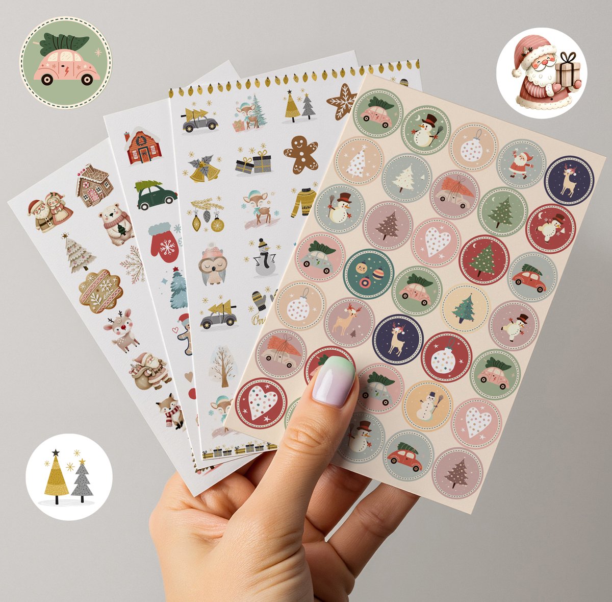 Stickers Kerst - 140 Stuks - 4 Stickervellen Kerst - Kerstkaarten Maken — afbeelding 11