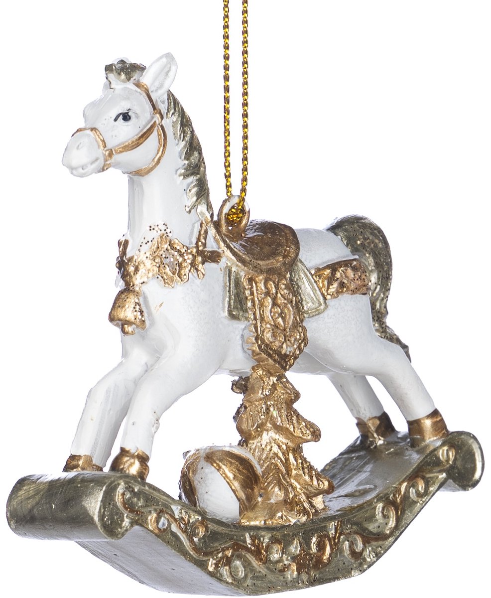 Goodwill Kersthanger Hobbelpaard Crème-Goud 7.5 cm Per 2 Stuks