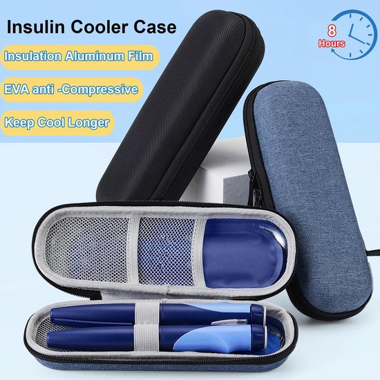 koeltas- koeltasje klein- Koelbox voor insulinepennen - met 2 herbruikbare koelelementen - Geïsoleerde koelbox voor diabetesmedicatie - voor insulinepennen en andere diabetesbenodigdheden - voor dagelijks gebruik en reizen (blauw) van ZHONGJIAN — afbeelding 2