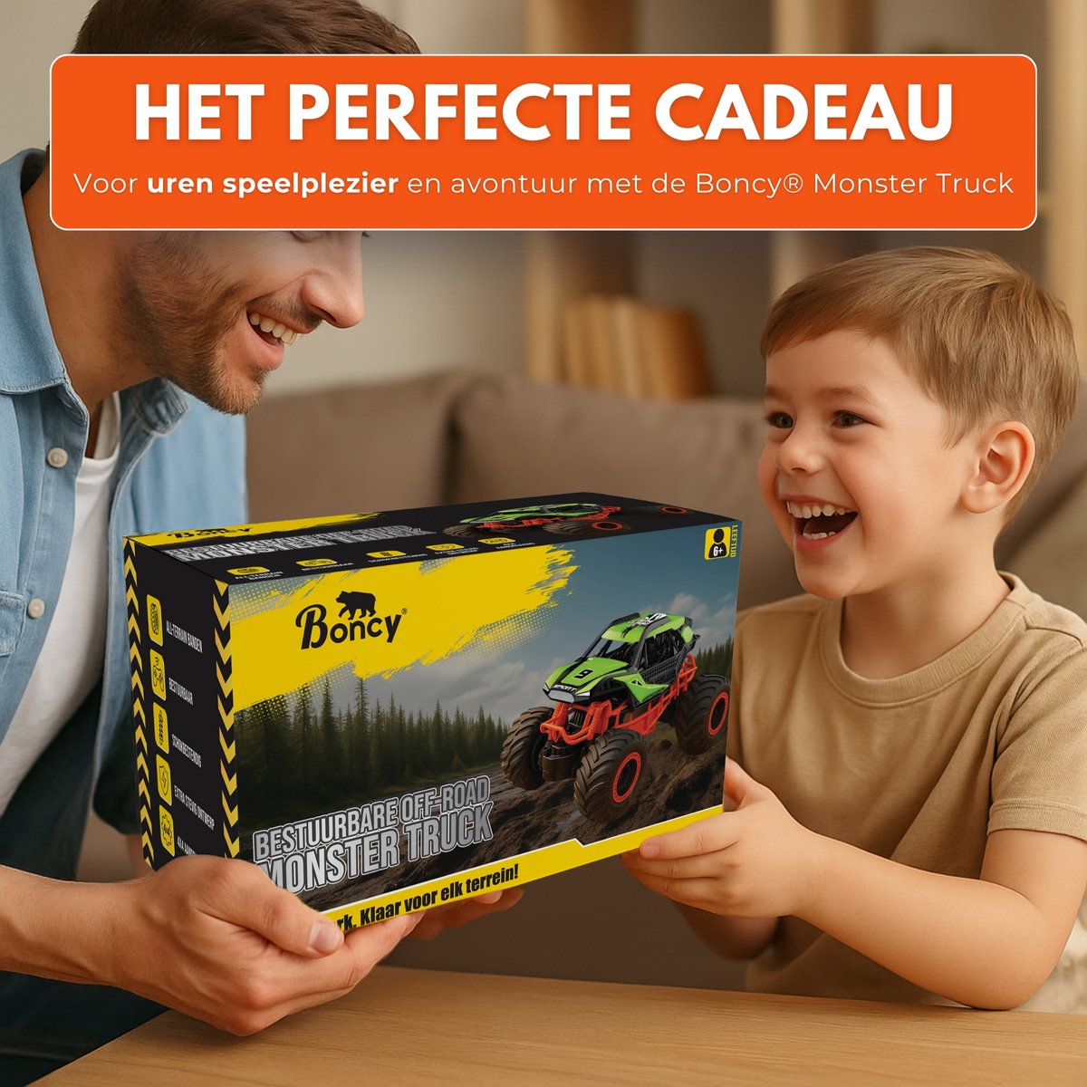 Boncy® Bestuurbare RC Auto Offroad - Monstertruck Car - Jongens Meisje Volwassenen - Monster Truck Robot Speelgoed Binnen & Buiten - Afstandbestuurbaar Race Drift Car - Afstandsbestuurbaar Raceauto Accu - Stuntauto - Bestuurbaar Elektrisch Autos Boot — afbeelding 4