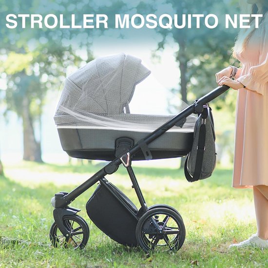 Klamboe voor Kinderwagen - Muggen & Insectengaas Babybed - Polyester - Muggennet - Volledige Dekking Universele Klamboe - Voor Kinderwagen, Kinderzitje En Babybedje - 1.5m - Wit — afbeelding 4