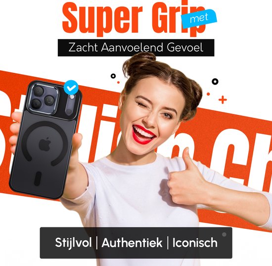 Coque My Case Zwart compatible avec iPhone 17 Pro et MagSafe – Fine, résistante et résistante aux chocs