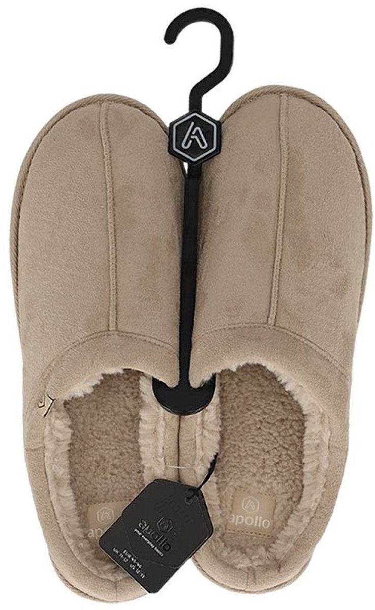 Apollo heren huis slipper - sand - gevoerd - instap - maat 45/46