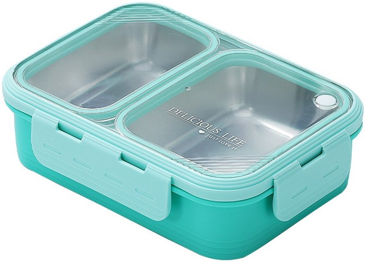 Premium Stainless Steel Bento Lunch Box – 2 Compartments – 700 ml – Leakproof – BPA-Free – RVS Lunchbox for School & Office