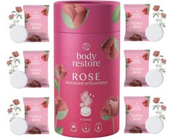 Body Restore Shower Steamers Rose - Luxe Giftset (6 stuks) - Ideaal Cadeau voor Feestdagen, Verjaardagen & Moederdag