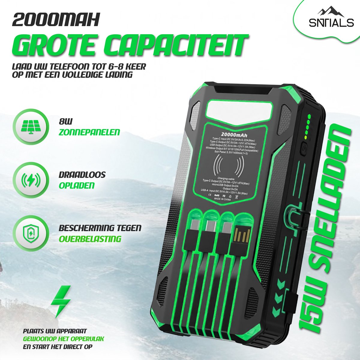 SNTIALS - Powerbank - Noodpakket - Ramp - Voorbereid - 20000 - afbeelding 2