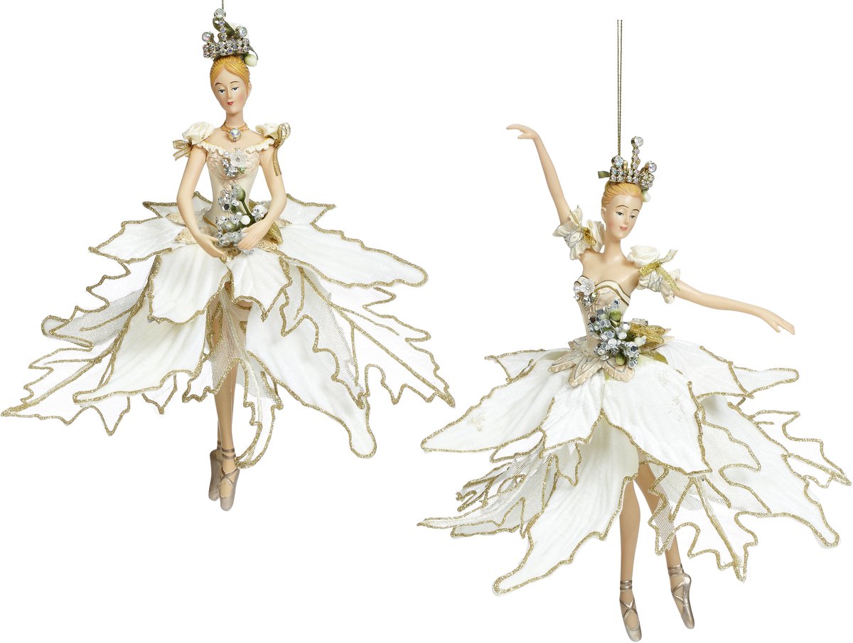 Goodwill Kersthanger Ballerina van Mark Roberts Creme-Goud H 23 cm LET OP Prijs Per Stuk