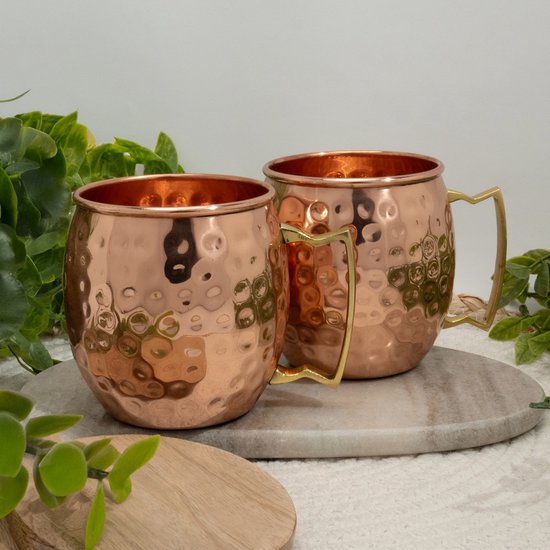 Puur Copper Set 2 Mugs Martelé - 470 ml