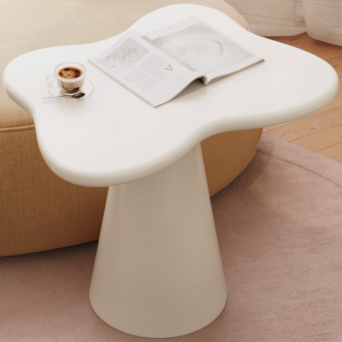 Guyii Bijzettafels - Zijtafel 59 cm - theetafel Modern Onregelmatige design zijtafel wit