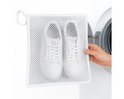 Sneakerdroger & Waszak – 2-in-1 Droog- en Wasoplossing voor Sportschoenen, Kleding & Wasgoed | Duurzame Mesh Polyester | 40,5 × 40,5 cm – Wit