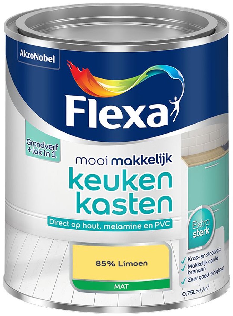 Flexa - Mooi Makkelijk Keukenkasten Mat - 85% Limoen - Mengverf - 0.75 L