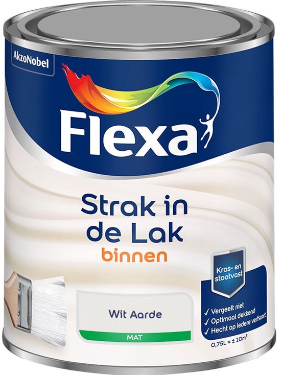 Flexa Strak in de Lak binnenlak mat Wit Aarde, 0.75L.