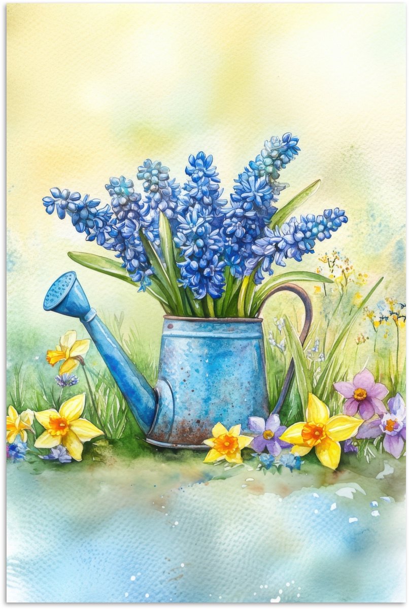 Poster 20x30 cm - Gieter - Lavendel - Bloesems - Posters - Kamer decoratie - Wanddecoratie