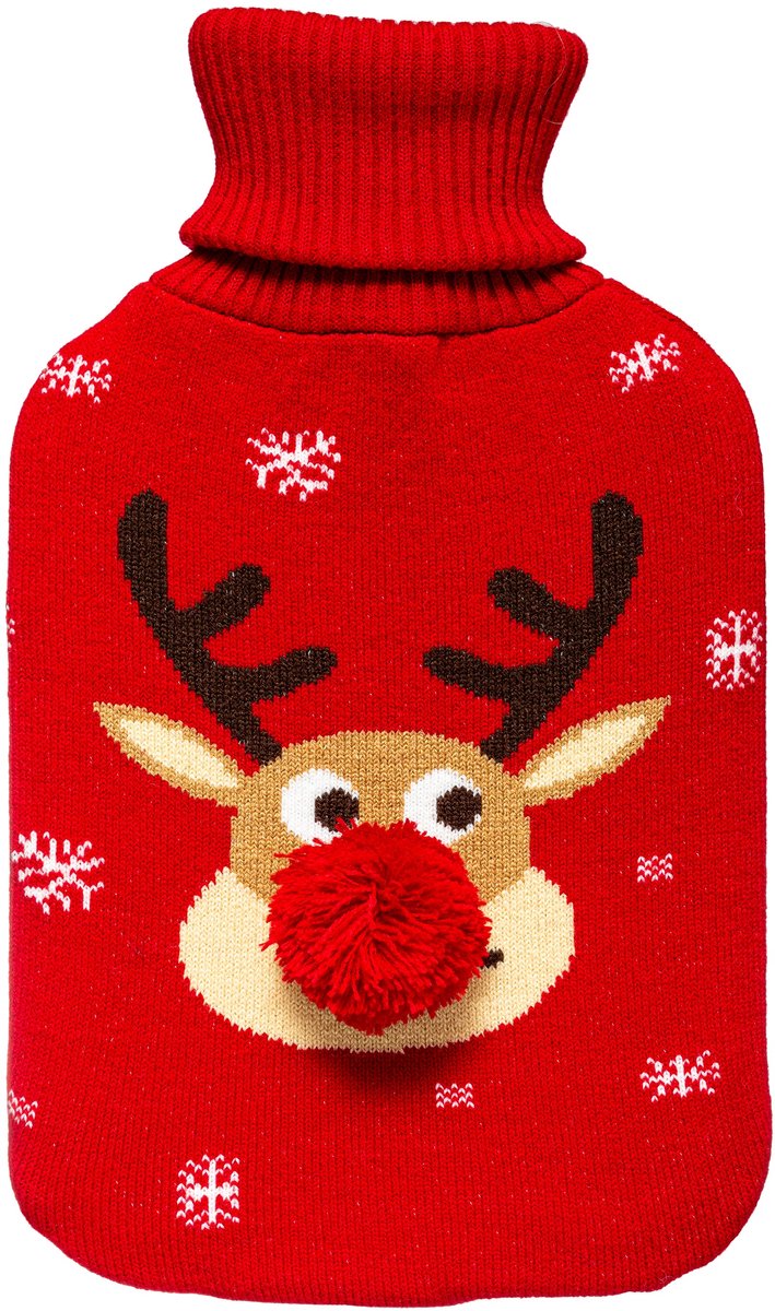 Fééric Lights and Christmas Warmwaterkruik Kerst met pompon - 1,7 L - Rendier - Rood