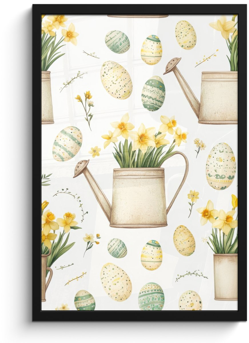 Poster in lijst - Fotolijst 40x60 cm - Posters - Gieter - Bloemen - Eieren - Posterlijst z
