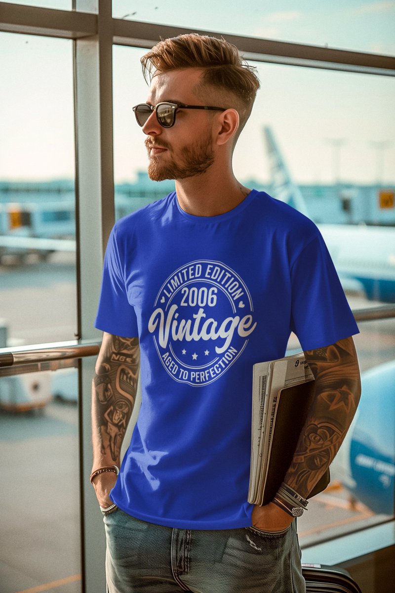 2006 Jaar Blauw T-shirt Heren - Maat M - Aged Vintage - Verjaardag Cadeau Mannen - Limited Edition