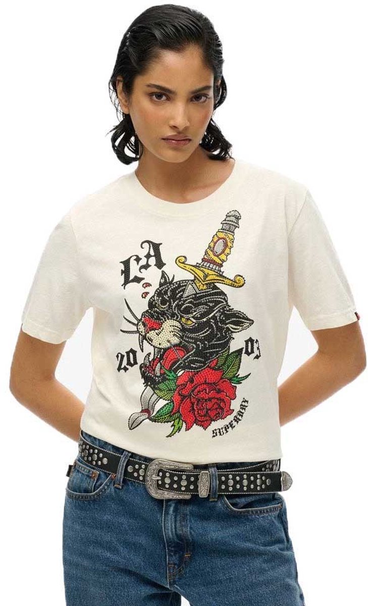 Superdry Neo Trad Tattoo T-shirt met relaxte pasvorm Dames T-shirts Wit