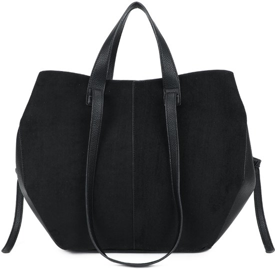 Gallantry® - Sac à main femme - Cuir suédé vegan - Cartable - Sac de travail - Sac bandoulière - Cabas - Format A4 - Zwart
