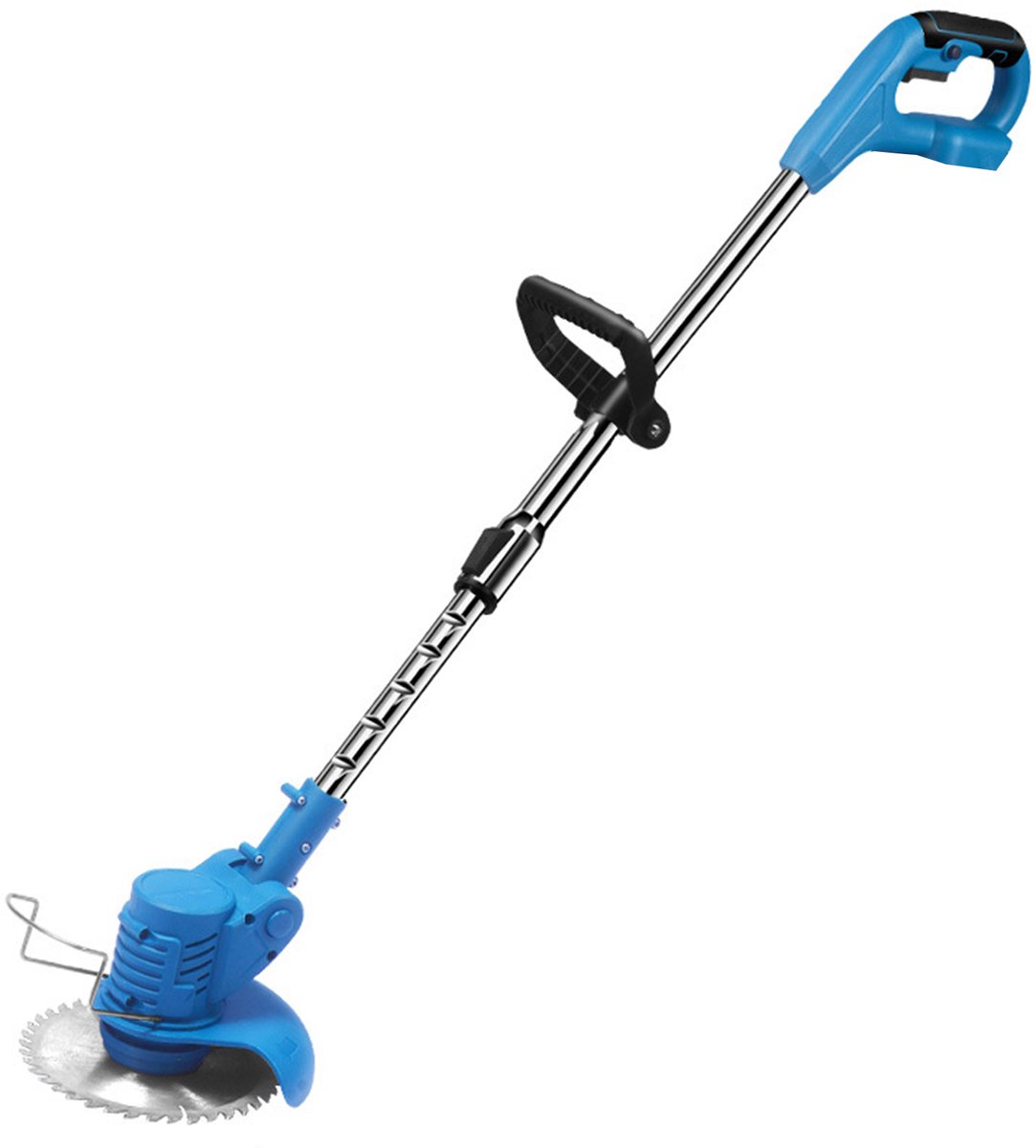 21V Draadloze Telescopische Grastrimmer – Elektrische Accu Kantenmaaier met 2 Batterijen & Snellader – Inclusief 5 Kunststof Messen, 2 RVS Messen & 1 Cirkelzaagblad – Voor Tuin en Gras