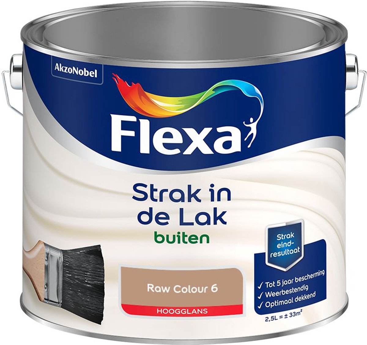 Flexa - Strak in de Lak Buitenlak Hoogglans - Raw Colour 6 - Mengverf - 2.5 L