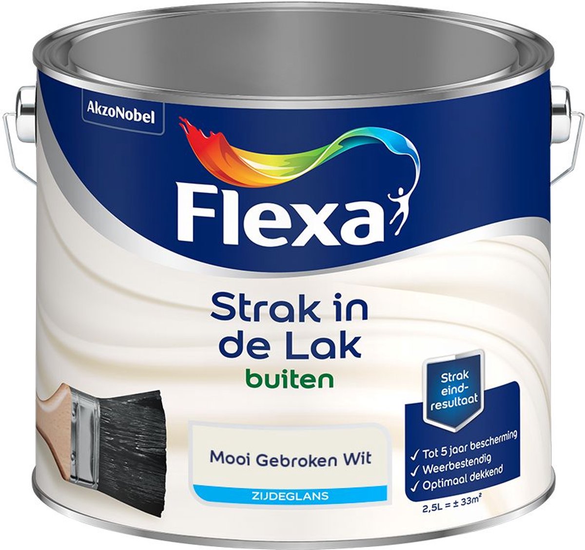 Flexa - Strak in de Lak Buitenlak Zijdeglans - Mooi Gebroken Wit - Mengverf - 2.5 L