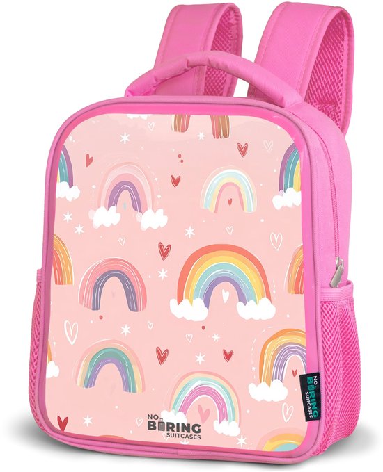 Sac à dos rose - Cartable fille - Arcs-en-ciel sur fond rose - Sac à dos Kinder fille - Cartable enfant - Sac à dos enfant pour l'école - Sac à dos scolaire