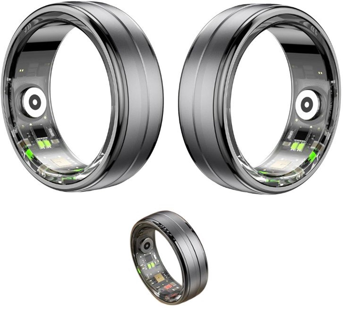 DrPhone RingSense – Smart Ring - Europese ringmaat 62 - 5ATM Waterdicht – Slaapmonitor – Hartslagmeter - SpO2 Monitor - Dagelijkse Activiteitstracking - Mobiele App – Donker Grijs