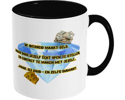 Magic & Randomness De Overheid Maakt Geld - Zelfkennis En Zelfverbinding Mok 11oz Keramiek Zwart/Wit/Zwart/Geel 325 ml