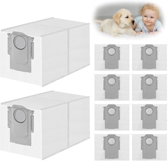 Stofzakken Geschikt voor Roborock Qrevo Series/QV35S/35A,Qrevo S/Pro,Qrevo Curv/Edge,Qrevo S5V/Saros 10R/10/Z70,Qrevo Master/Slim Robotstofzuiger Accessoires,10 Stuks 3L Stofzuigerzakken met Hoge Capaciteit