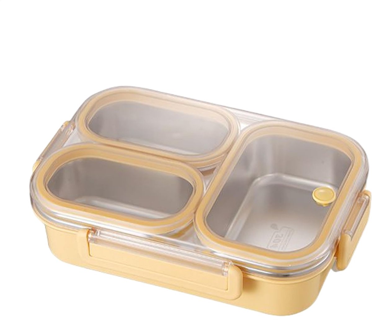 Clunch Container 3 Compartimenten 1000ml – Roestvrijstalen Lunchbox, Lekvrij en Hittebestendig