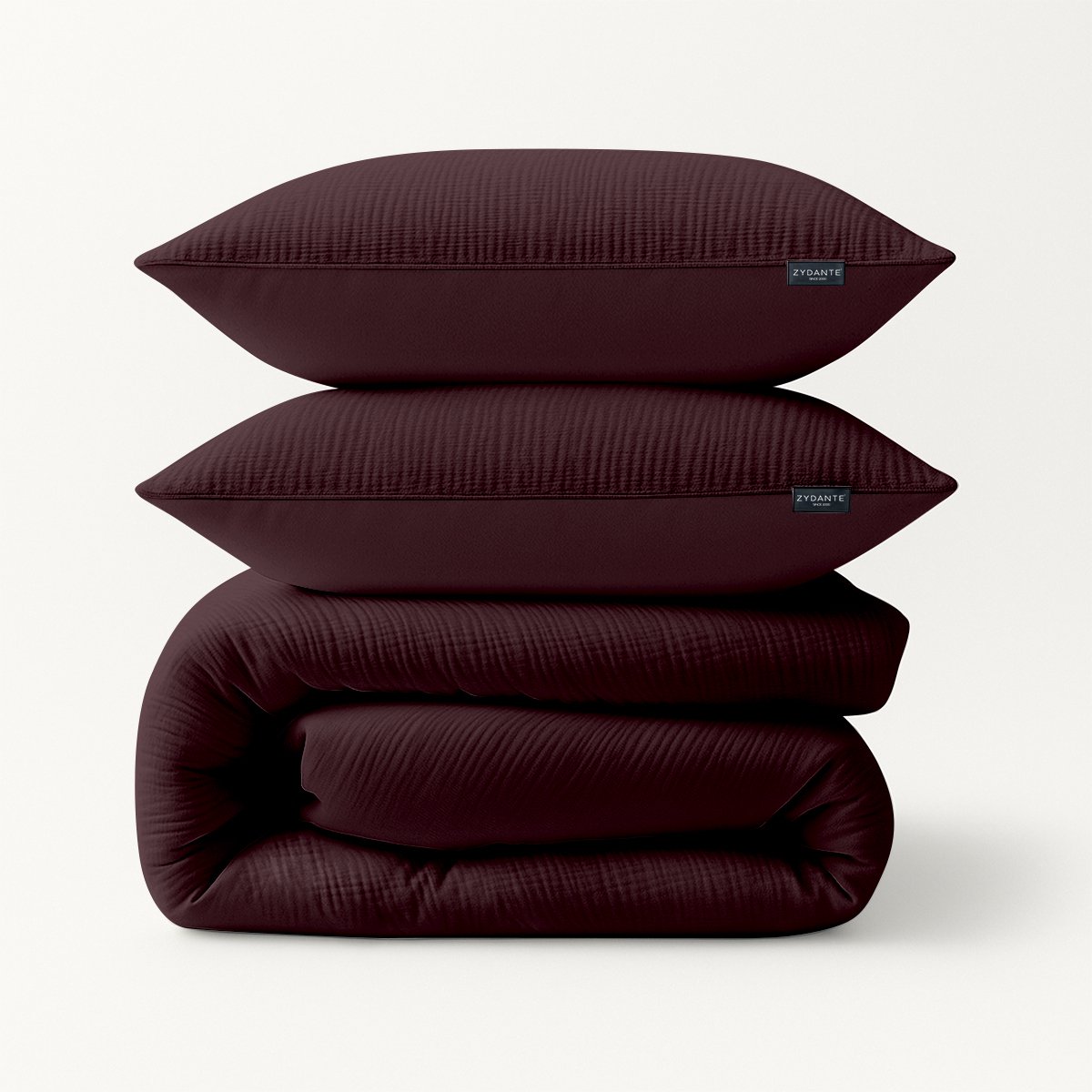 Zydante Dekbedovertrek Set 240x220 cm - Dekbedhoes met 2 Kussenslopen - Mousseline - 100% Katoen - Bordeaux