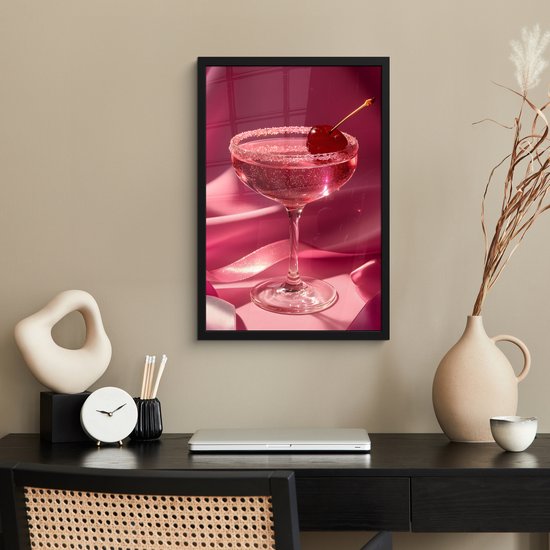 Affiche encadrée - Cadre photo 40x60 cm - Posters - Cocktail - Pink - Luxe - Cadre affiche noir - Décoration - Décoration murale salon - Décoration murale chambre