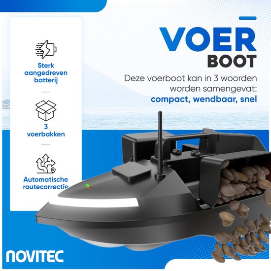 Novitec Ranger GPS Voerboot - karper - 3 laadbakken - 500M bereik - 40 GPS posities — afbeelding 5