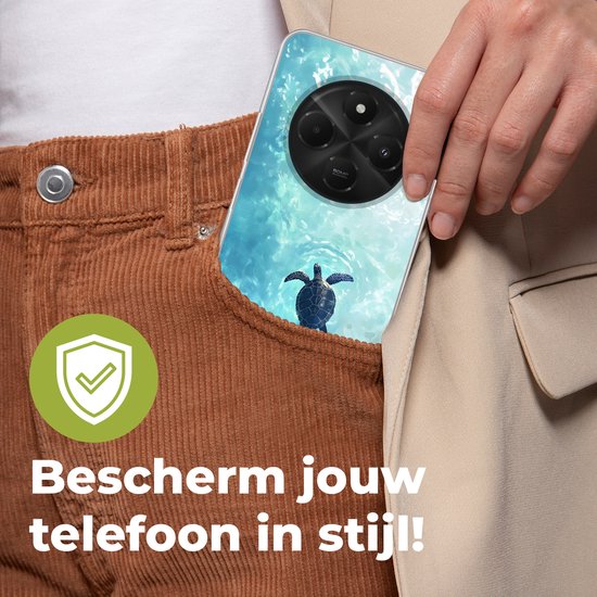 Telefoonhoesje Geschikt voor Xiaomi Geschikt voor Poco M7 hoesje - Schildpad - Zee - Blauw - Schittering - Siliconen Telefoonhoesje Telefoonhoesje