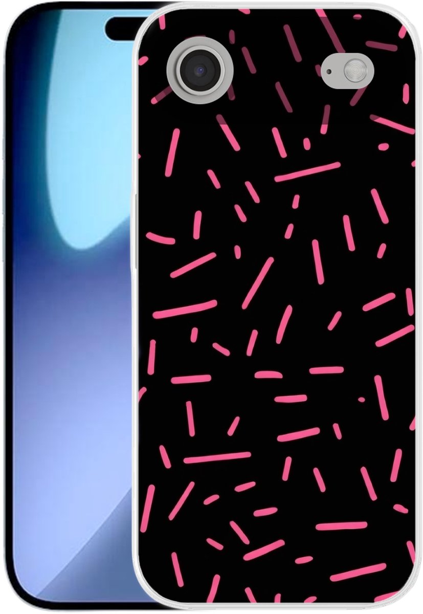 Telefoonhoesje Geschikt voor iPhone Air hoesje - Gaming - Streepjes - Roze - Abstract - Siliconen Telefoonhoesje Telefoonhoesje