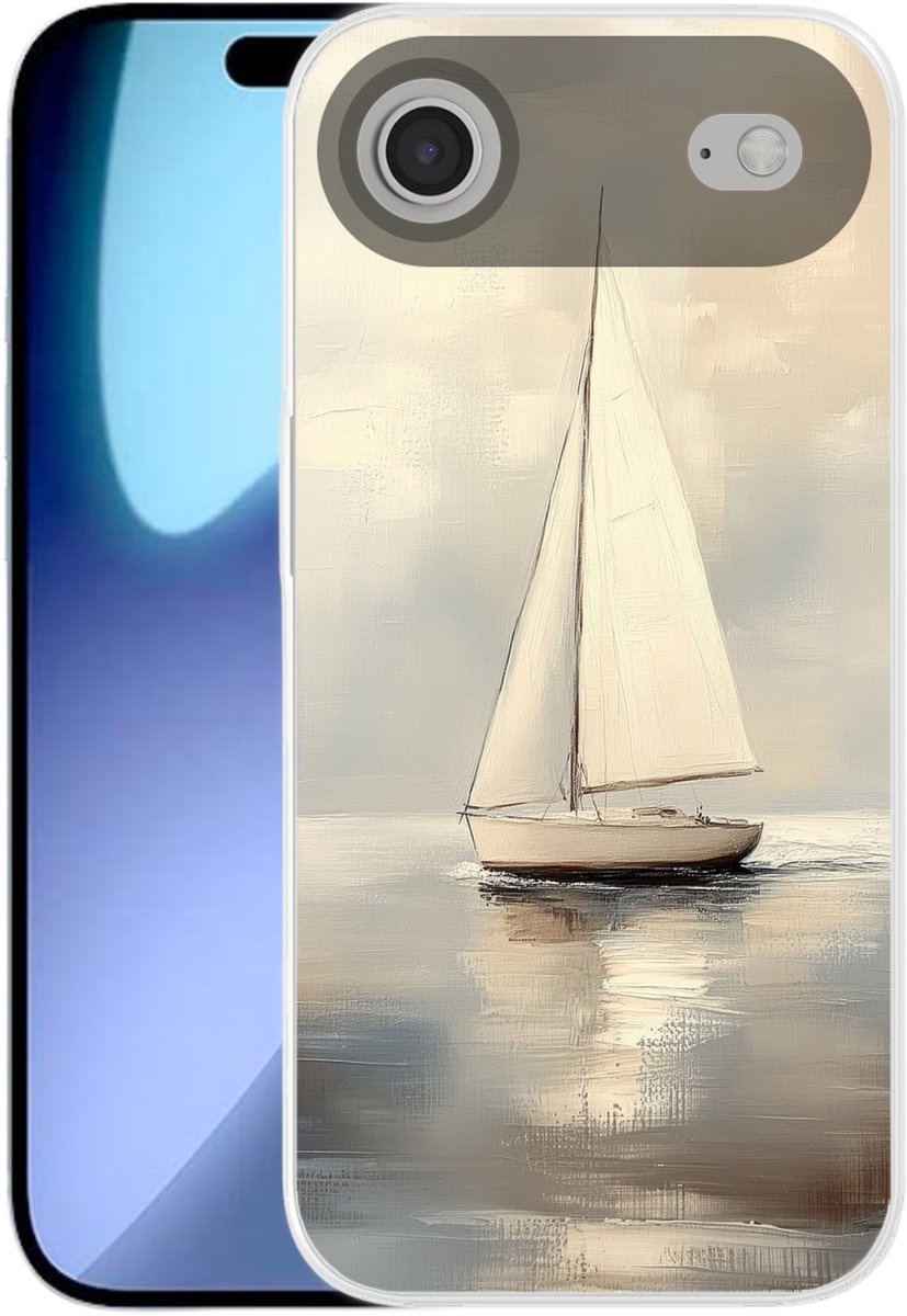 Telefoonhoesje Geschikt voor iPhone Air hoesje - Zeilschip - Zee - Bewolkt - Siliconen Telefoonhoesje Telefoonhoesje