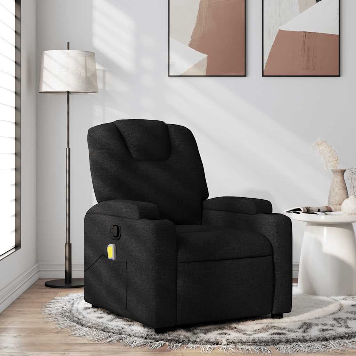 vidaXL Massagestoel - met - Zwarte - Stof