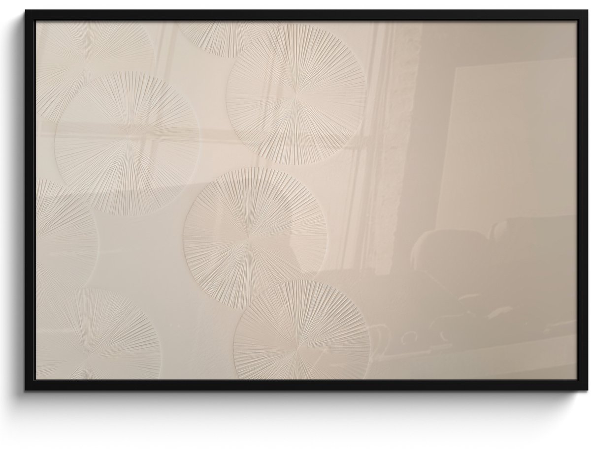 FrameYourWall Poster in lijst - Fotolijst 120x80 cm - Posters - Japandi - Beige - Modern - Posterlijst zwart - Decoratie - Wanddecoratie woonkamer - Muurdecoratie slaapkamer Japandi - Cirkels