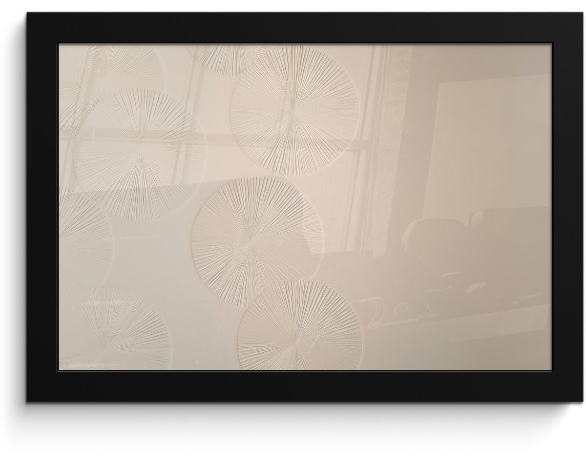 FrameYourWall Poster in lijst - Fotolijst 30x20 cm - Posters - Japandi - Beige - Modern - Posterlijst zwart - Decoratie - Wanddecoratie woonkamer - Muurdecoratie slaapkamer Japandi - Cirkels