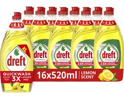 Dreft Platinum Quickwash Citroen Vloeibaar Handafwasmiddel - 16 x 520ml