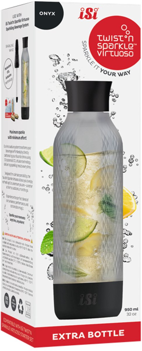 iSi Twist‘n Sparkle Virtuoso Fles - 0.95Ltr - Onyx