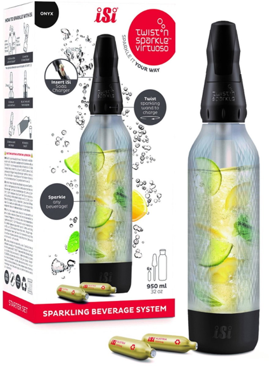 iSi Twist‘n Sparkle Virtuoso Starter Set - 0.95Ltr - Onyx