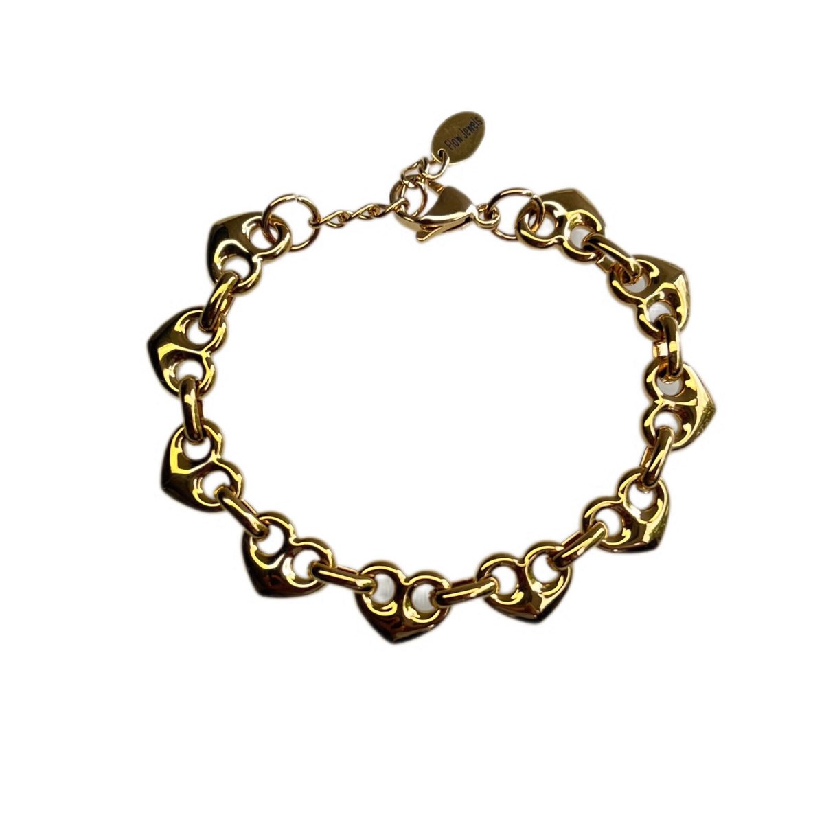 FlowJewels - schakel armband - chunky hartjes - stainless steel