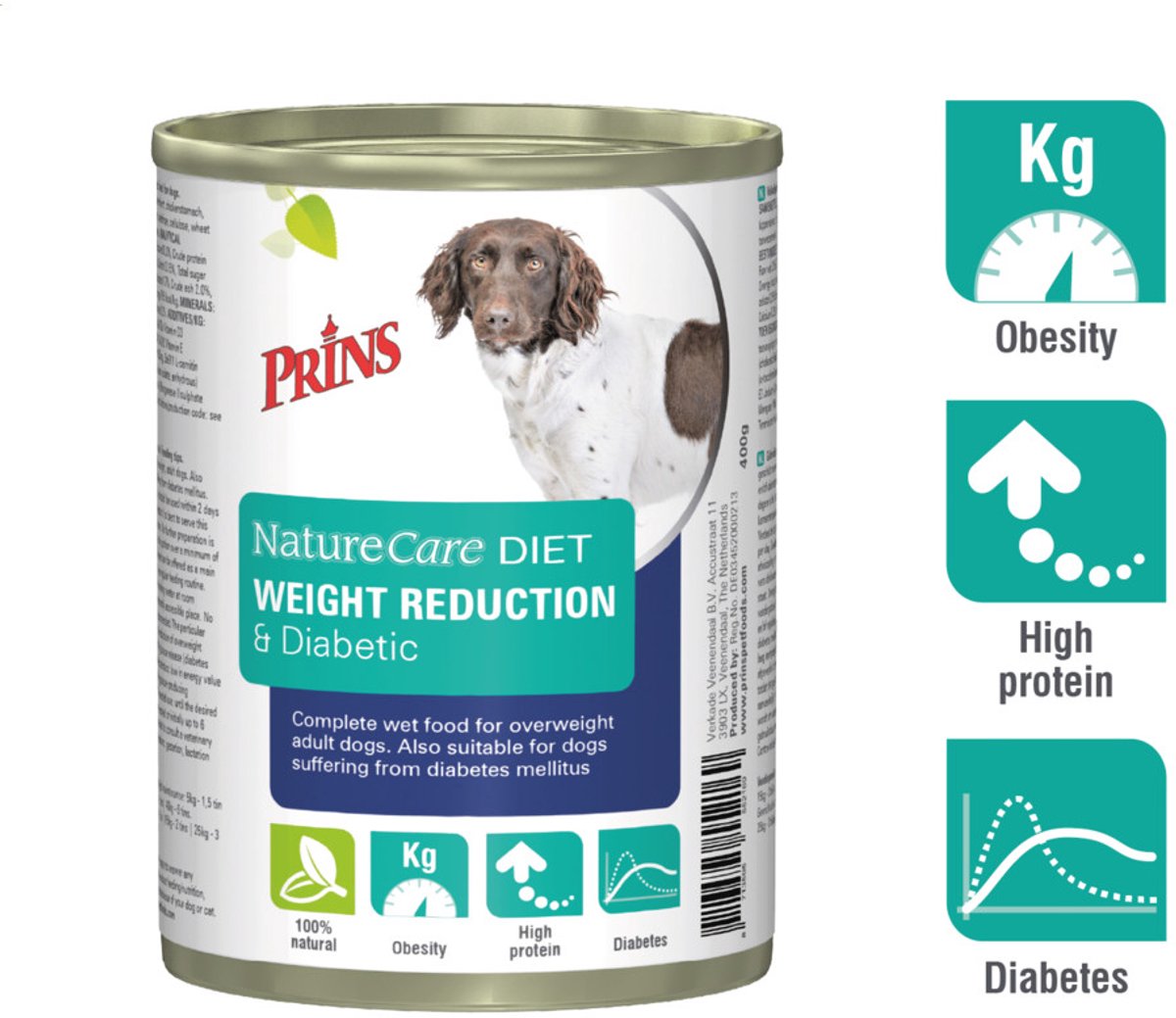 Prins - NatureCare - Diet Weight Reduction & Diabetic - Hondenvoer Nat - 8 x 400g