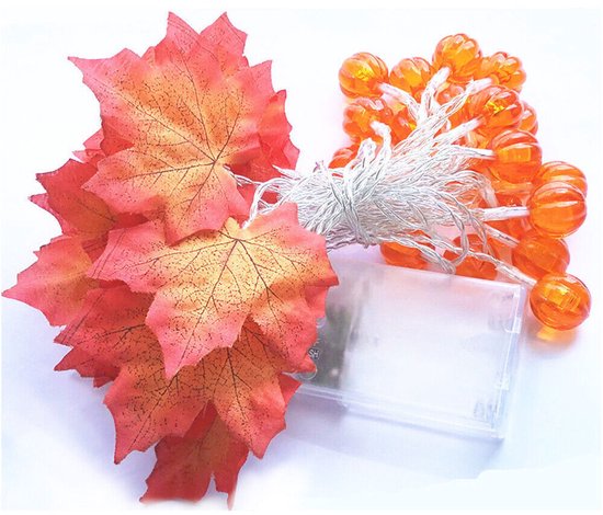 Esdoornblad Pompoen Herfst Garland led Lichtsnoer Thanksgiving Decoratie Binnen-3M-20LED