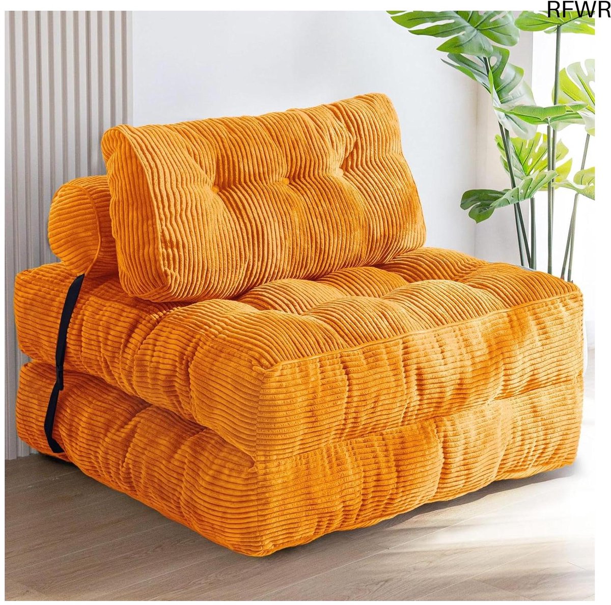 RFWR® Opvouwbare slaapbank en slaapstoel met kussen - Ruimtebesparend design voor woonkamer en slaapkamer - Oranje