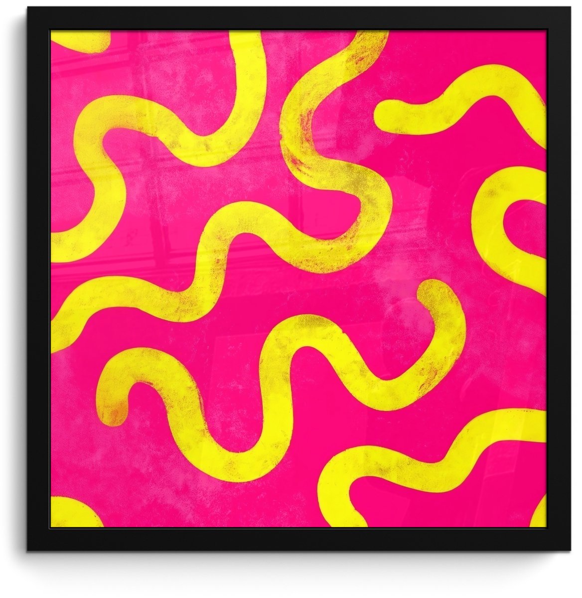 FrameYourWall Poster in lijst - Fotolijst 40x40 cm - Posters - Lijn - Geel - Abstract - Posterlijst zwart - Decoratie - Wanddecoratie woonkamer - Muurdecoratie slaapkamer Lijnen - Abstract