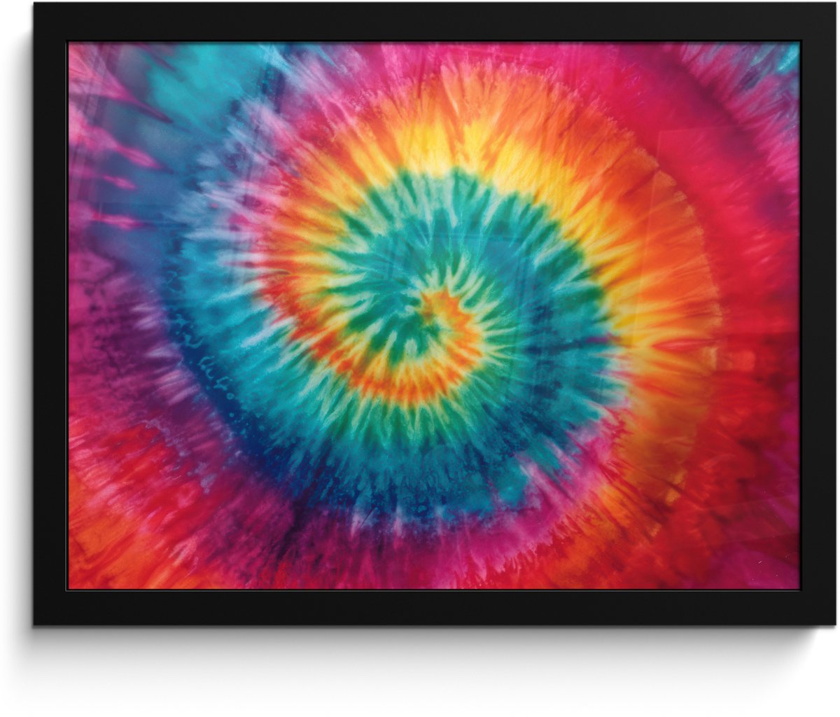 FrameYourWall Poster in lijst - Fotolijst 40x30 cm - Posters - Regenboogkleuren - Tie dye - Posterlijst zwart - Decoratie - Wanddecoratie woonkamer - Muurdecoratie slaapkamer
