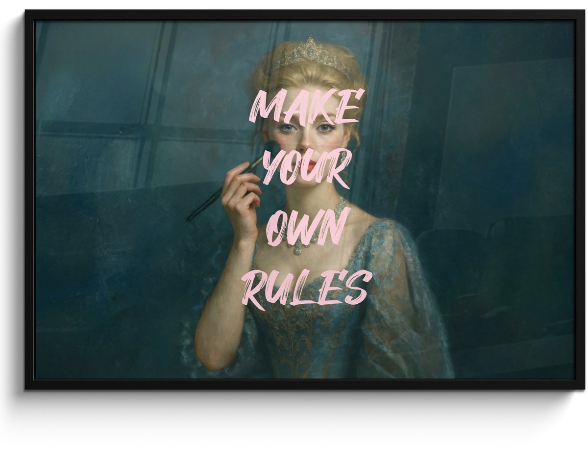 FrameYourWall Poster in lijst - Fotolijst 120x80 cm - Posters - Klassiek - Sierlijk - Roze - Posterlijst zwart - Decoratie - Wanddecoratie woonkamer - Muurdecoratie slaapkamer Make your own rules